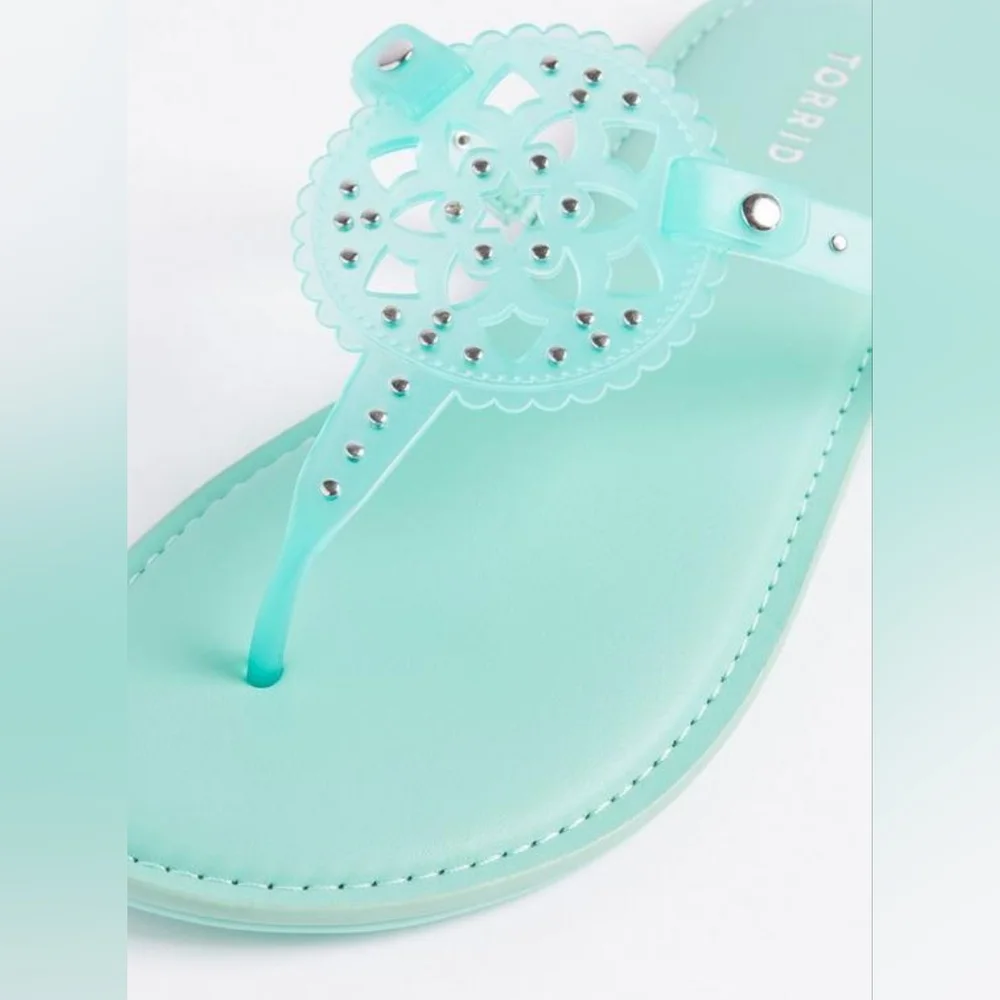Torrid extra width t-strap jelly sandal, 9ww, mint blue